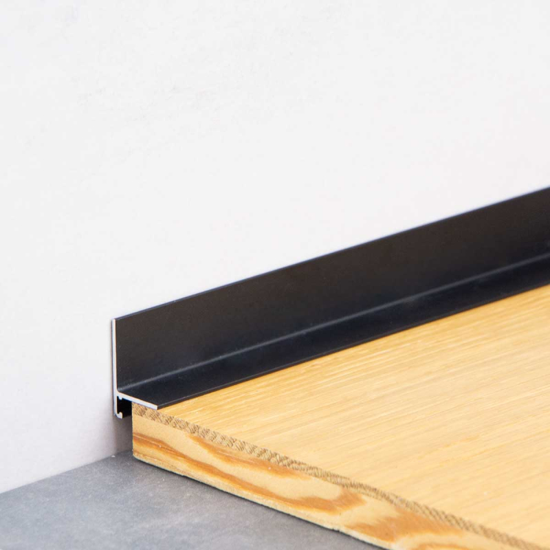 minileiste Abschlussprofil 2000x16 mm mit Wandschutz Schwarz
