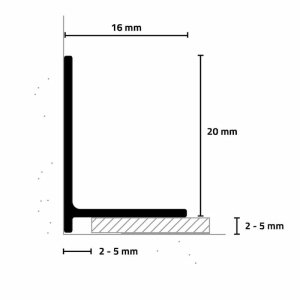 minileiste Abschlussprofil 2000x16 mm mit Wandschutz zum Kleben Titan