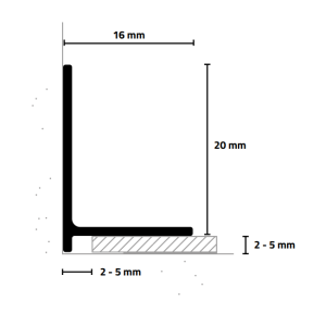 minileiste Abschlussprofil 2000x16 mm mit Wandschutz zum Kleben Titan