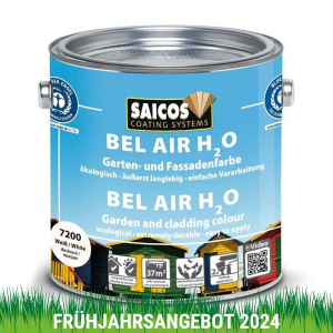 Saicos Bel Air H2O Holz-Spezialanstrich Wei&szlig; deckend (7200) 2,5 Liter - Fr&uuml;hjahrsangebot