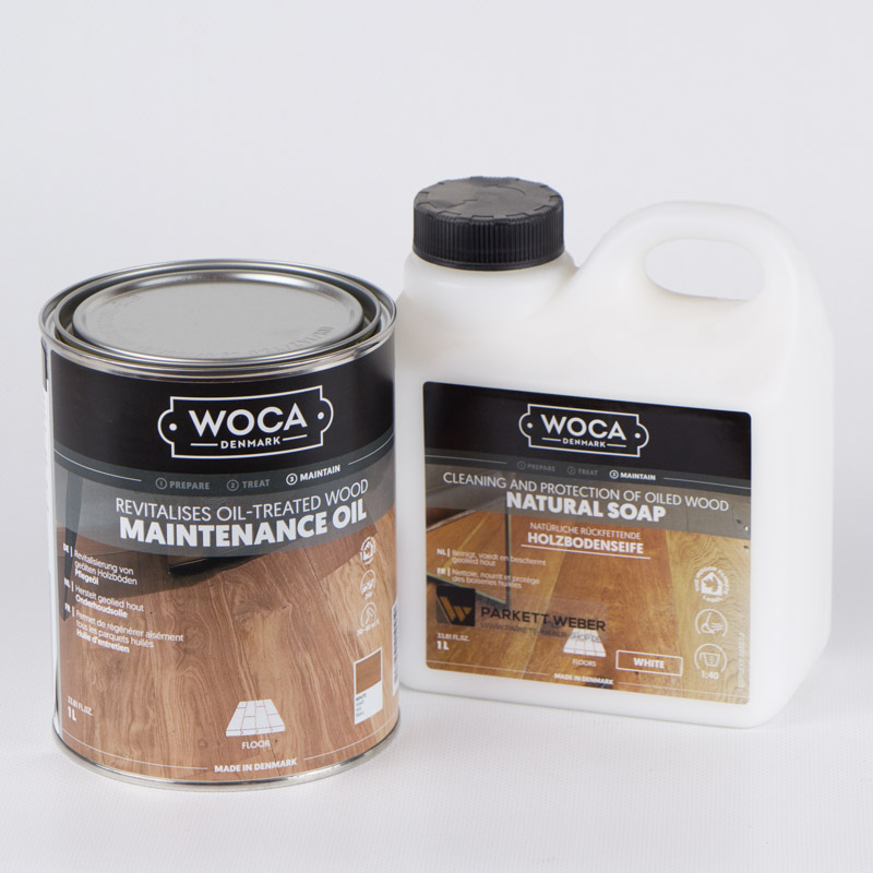 Woca Pflegeset - Woca Pflegeöl Weiß + Holzbodenseife Weiß