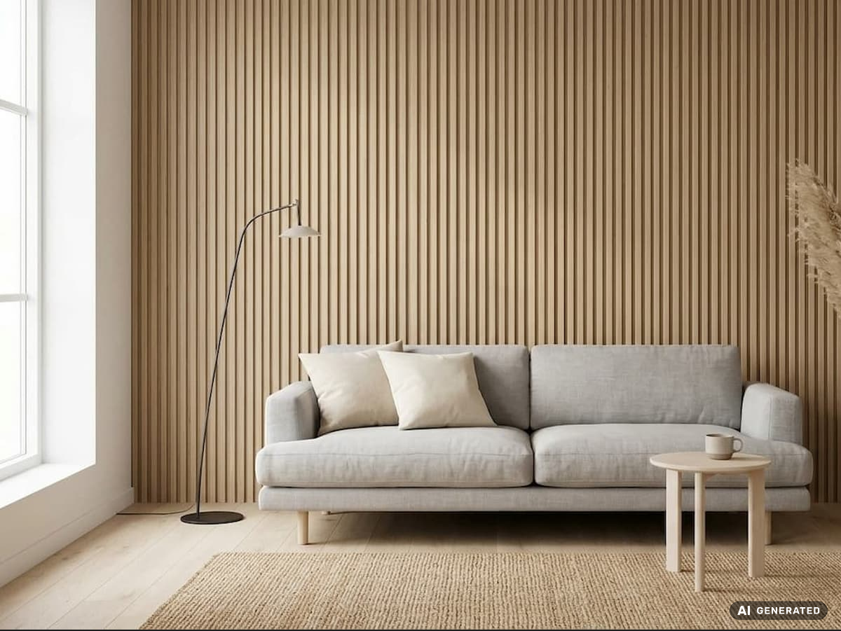 Corpet Scanwall Espada Wandpaneel als Wandverkleidung hinter dem Bett im Schlafzimmer